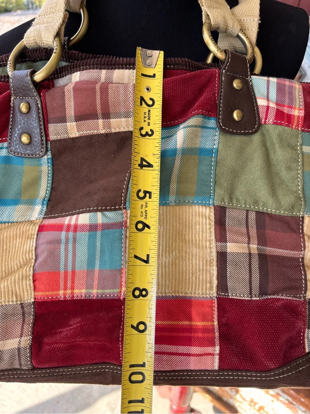 Vintage Y2K Tommy Hilfiger Y2K Womens Patchwork Corduroy Plaid Trim Purse